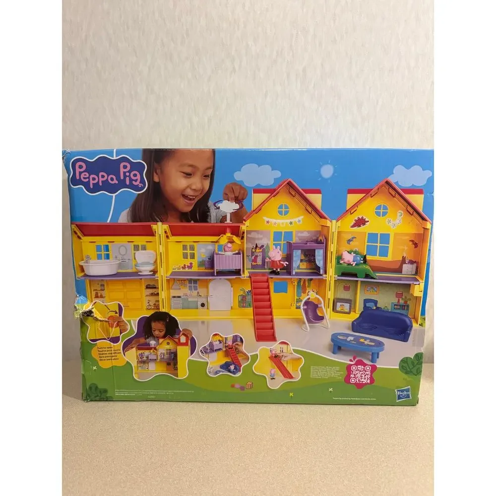Peppa Pig Deluxe House Playset Folding Toy Figure Dollhouse with Accessories